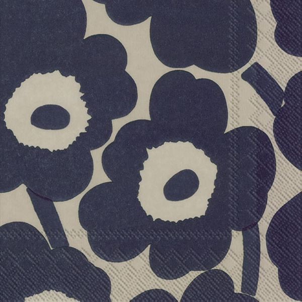 Marimekko 552664 UNIKKO Linen Blue Paper Napkins, Linen x Blue, 13.0 x 13.0 inches (33 x 33 cm), Pack of 20