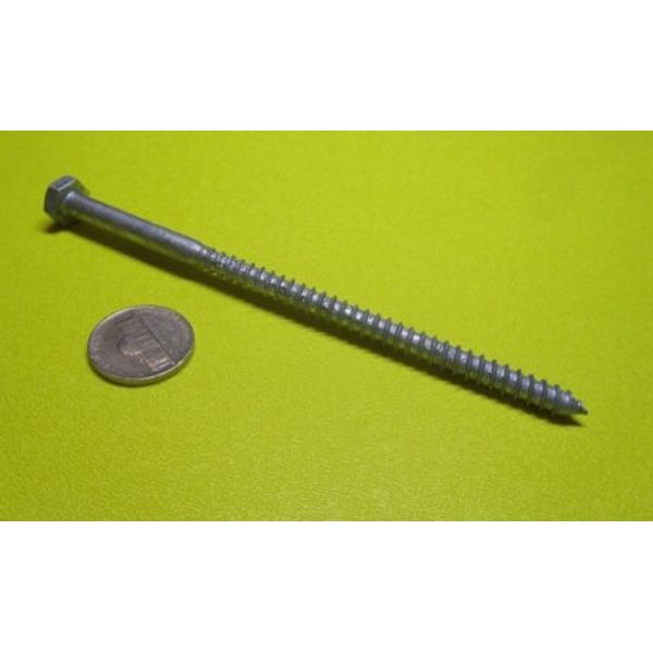 Galvanized Hex Head Lag Screw 1/4" Threads x 5.0" Length, 25 pcs