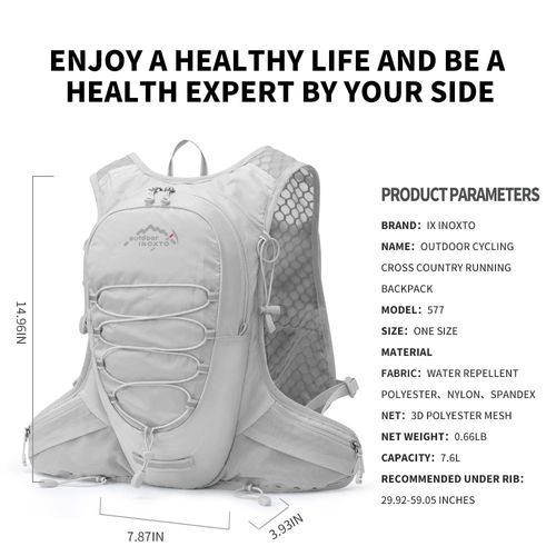 IX INOXTO Running Hydration Vest for Men Women Water Backpack for Running 3L Running Hydration Pack for Trail Running Marathon Race Hiking (Grey)