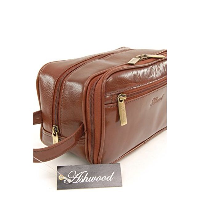 ASHWOOD - Men's Wash Bag/Shaving Bag/Travel Toiletry Bag - Genuine Leather  - Chelsea 2080 - Black : : Fashion