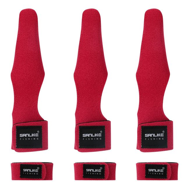 SANLIKE Rod Tip Cover, Rod Belt, Top Cover, Guide Cover, Anti-Break, Tip Protection (Red (Pack of 3)