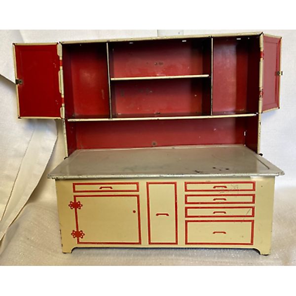 Vintage Wolverine 1950s Tin Litho Toy Kitchen Hutch & Base-Nice condition