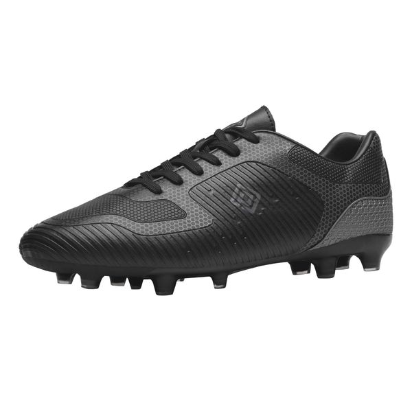 DREAM PAIRS Mens Firm Ground Soccer Cleats Soccer Shoes, Black/Grey - 11 (Superflight-2)