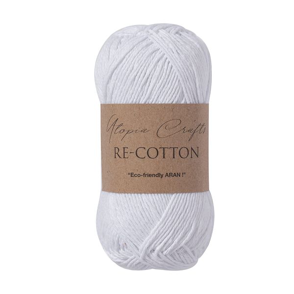 Utopia Crafts Re-Cotton Knitting Yarn, 100g (White)