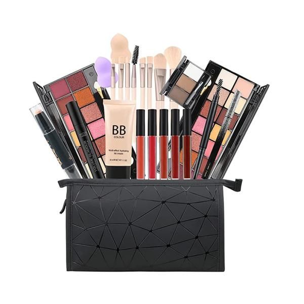 Delymol 28 Piece Makeup Kit Women Full Eyeshadow Palette Lip Gloss Set Lipstick Blush Foundation Concealer