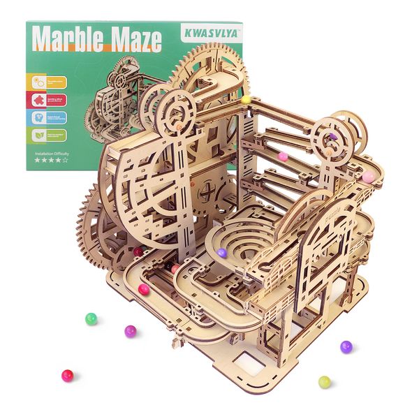 Marble Maze to Build, Advanced Wooden 3D Puzzles for Adults and Teens, 369PCS Building Model Kits, Hobby Toys, Creative Birthday for Men/Women/Teens 14+, DIY Wood Crafts