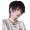 Men's Wig, Wolf, Black, Inner Color, Blue, Short, Handsome, Natural, Small Face, Easy to Wear, Heat Resistant, Harajuku Style, Fashion, High Quality