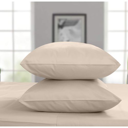 Threadmill Rayon Bamboo Pillow Cases Standard Size Set of 2 - Bamboo Sheets Silk Cooling Satin Pillowcases, Soft & Breathable Pillow Case with Envelope Closure for Standard & Queen Pillows, Beige