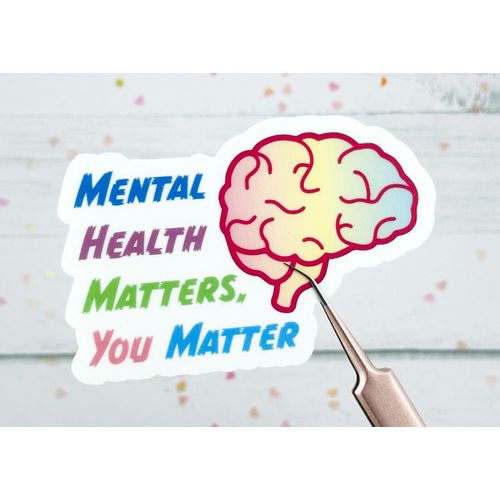 Mental Health Matters Brain Sticker Water Bottle Vinyl Matte Finish 3 Inch