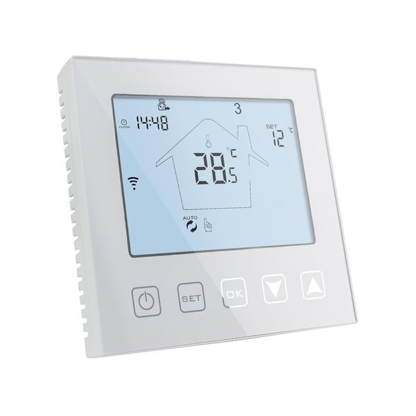 KETOTEK WiFi Smart Thermostat for Boiler 3A 220V Compatible with Alexa, Digital White Boiler Thermostat Programmable Tuya/Smart Life APP Remote Control, Dry Contact