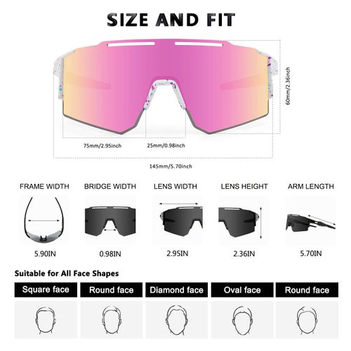 Eninedeuisou Sunglasses for Men, Women, UV 400 Protection. MTB Sports Glasses for Outdoor Sports, Cycling, Driving, Running, Golf, Baseball