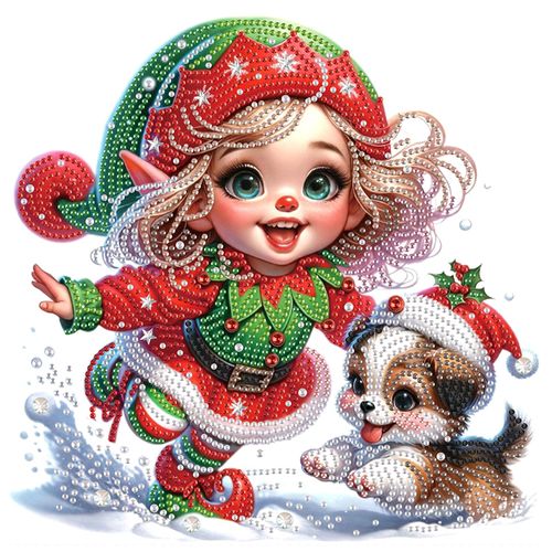 Christmas Diamond Art Painting Kit, 5D DIY Cute puppy, Special Shape Crystal Diamond Partial Diamond Art Painting Mosaic Handicraft, Wall Art Painting For Bedroom, Office, Living Room Wall Decor Gift