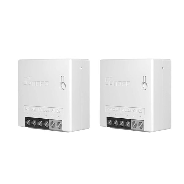 SONOFF WiFi Smart Relay Switch 2 Way Light Switch 10A 2200W, Works with Alexa/Google Home, APP Remote Control, Voice Control, Timer Function, Support LAN Control, No Hub Required, MINIR2, 2PCS