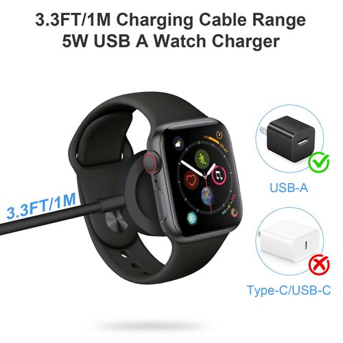 Watch Charger for Apple Watch Charger [Apple MFi Certified] Watch Magnetic iWatch Charger 3.3FT Fast Charging Cable USB A Wall Plug Adapter for Apple Watch Series SE/SE2/9/8/7/6/5/4/3/2/1 (Black)