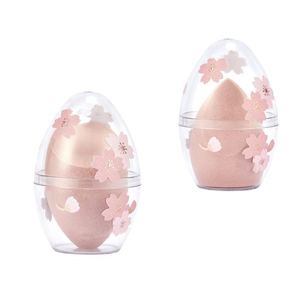 2 Pcs Makeup Sponge Cosmetic Egg Makeup Sponge Blender Beauty Sponge Applicator With Case for Liquid Cream Foundation Loose Setting Powder