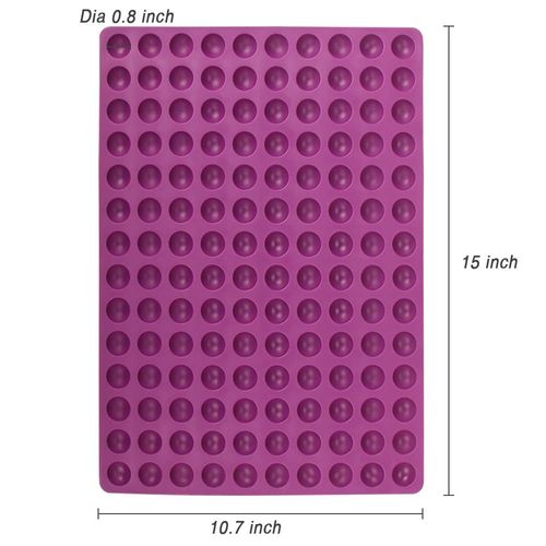 Webake Mini Round Silicone Molds, Semi Sphere Gummy Candy Molds, Baking Mat Cooking Sheet For Pets, Dog Treat Pan, Baking Mold Small Dot Cake Decoration, 140 Cavity (Purple-0.8 Inch)