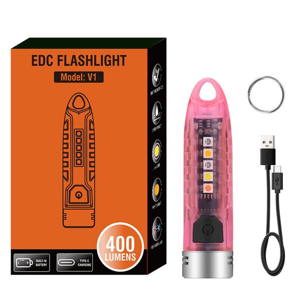 900 Lumens LED Torch Mini Keychain Flashlight Rechargeable Pocket EDC Lamp Light