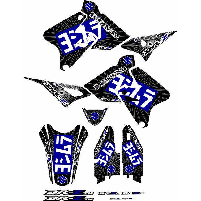 Black/Blue Graphics Kit fits Suzuki Drz400 Drz400s Drz400sm