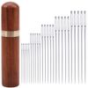 25Pieces Hand Sewing Big Eye Needles Sharp Needle，with Solid Wood Needle Case for