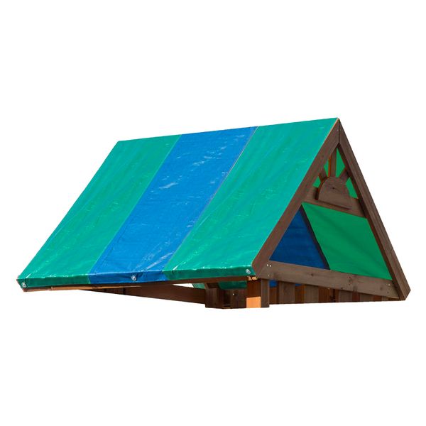 Squirrel Products Tarp Canopy Shade Replacement for Playground Swing Set - 52 x 89 Inch - Blue and Green