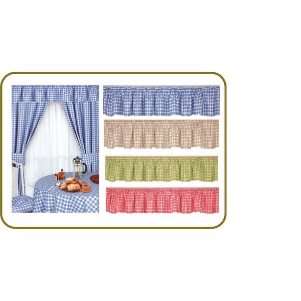 Kitchen Pelmet Blue Gingham Check 100% Cotton 138" Width