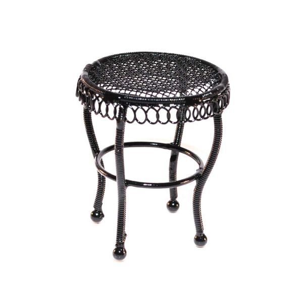 Melody Jane Dolls House Black Wire Wrought Iron Garden Side Table Miniature Patio Furniture