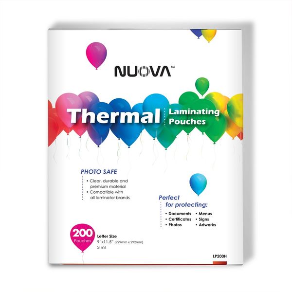 Nuova Premium Thermal Laminating Pouches, 9" x 11.5"/Letter Size/3 mil, 200 Pack (LP200H)