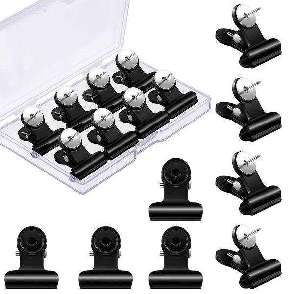 30 Pieces Push Pins Clips Bulldog Thumbtack Clips Plastic Push Pins with Clip...