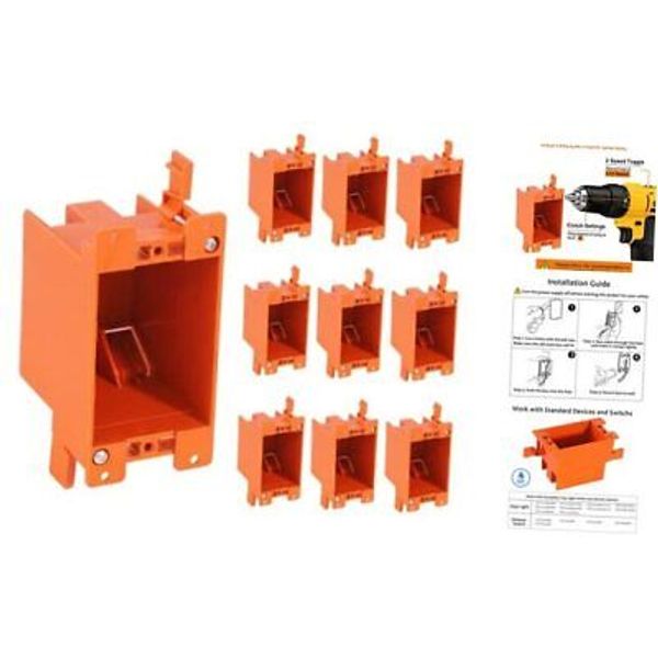 []  Single Gang Electrical Outlet Box,14 Cubic Inch Junction 10 Pack 1 Gang