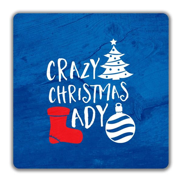 Shopagift Crazy Christmas Lady 2 Pack Coasters Gift - 9cm x 9cm