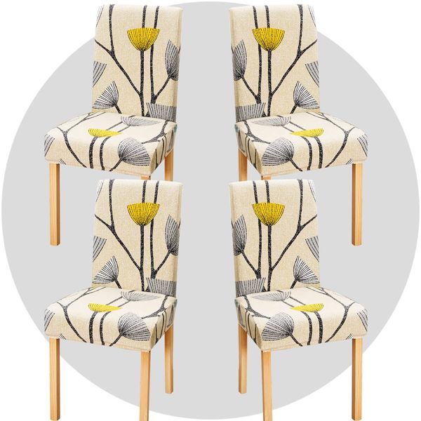 TOMMO Dining Room Chair Covers Set of 4, Stretch Removable Washable Spandex Dining Chair Slipcovers Protectors, Kitchen Chair Covers for Dining Room Party Hotel Ceremony Banquet (Warm dandelion)