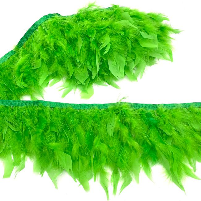 Shekyeon Turkey Feathers Fringe Trim for Party Clothing DIY Sewing Crafts Decoration Pack of 2 Yards (Lime Green)