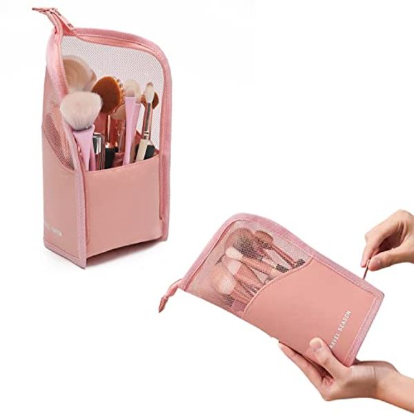 Coollooda Makeup Brush Case Makeup Brush Pouch Brush Stand Makeup Storage Case Pencil Case Large Capacity Cosmetic Bag Multifunctional Storage Box Trinket Case