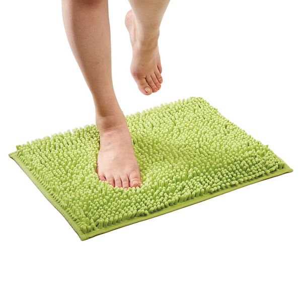 Eyedia Bath Mat, Microfiber, Quick Drying, Water Absorbent, 13.8 x 19.7 inches (35 x 50 cm), Light Green, Bath Mat, Foot Wipe Mat, Anti-Slip, Bathroom Foot Cloth, Washing Mat, Bath