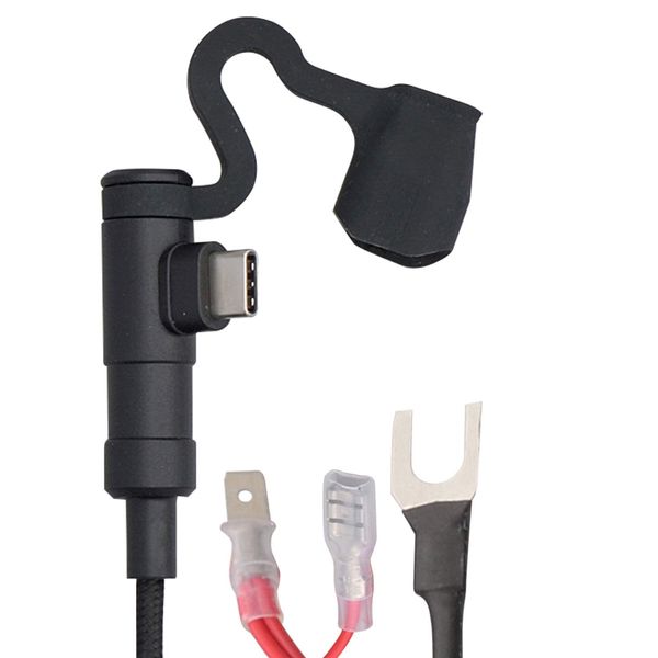 Daytona 15644 Motorcycle Power Cable, Integrated Power Supply & Cable, Waterproof, USB-C PD3.0 Compatible, Fast Charging, 18W, Android Compatible, L-Shaped Connector