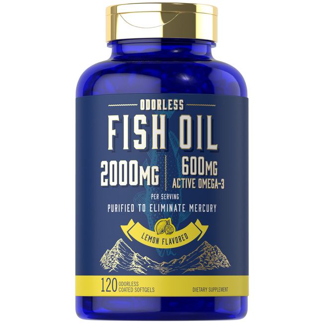 Fish Oil Omega 3 2000mg | 120 Softgels | Lemon Flavor | EPA & DHA | by Carlyle