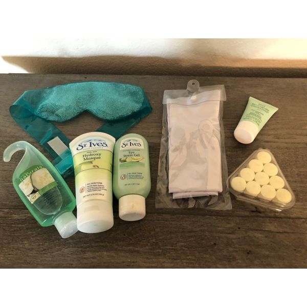 lotions, eye coolers, bath pillow, mask Bath time kit Beaty products