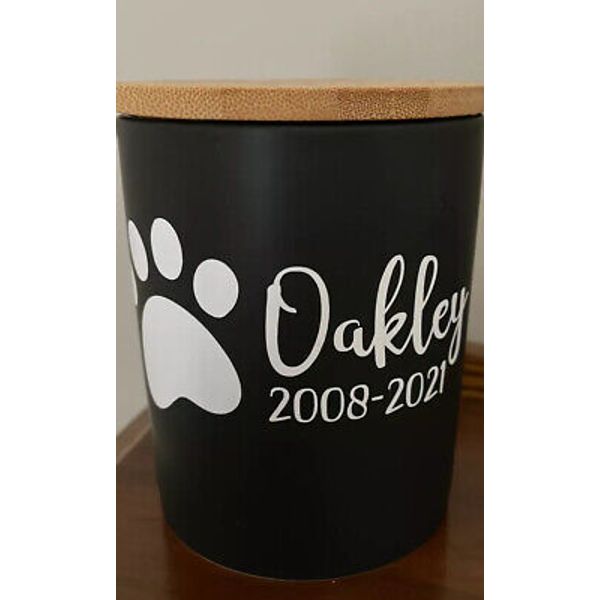 Small Black Ceramic  Pet Cremation Urn -Personalized