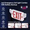 Led Combo Emergency Exit Sign Light with Two Adjustable Head Lights and Backup B
