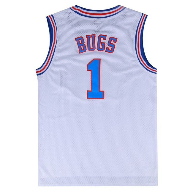 BOROLIN Mens Basketball Jersey Bugs #1 Space Jersey (White, Large)