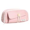 Cedar Eight Pencil Case, Large Capacity, Soft, Cute, Convenient, Solid, Canvas, Multi-Purpose, Pen Pouch, Pink, Casual