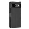 wisers Google Pixel 7a Case Notebook Type Compatible Smartphone Case (Black) with 2 Straps (Hand Strap/Neck Strap) 2023 New Model
