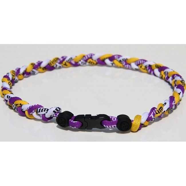 THREE ROPE Titanium Necklace 20 Inch Purple,Gold and White