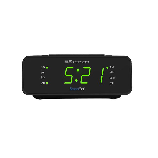 Emerson SmartSet Alarm Clock Radio with AM/FM Radio, Dimmer, Sleep Timer and .9" LED Display, CKS1900 (Black)