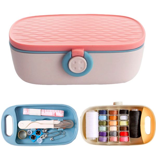 Sewing Kit, Portable Sewing Kit for Adults, Plastic Sewing Box Needle and Thread Kit Sewing Accesories and Supplies