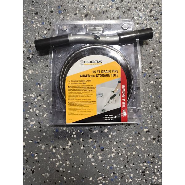 Cobra 15 ft Drain Pipe Auger (For Sink, Tub & Shower)