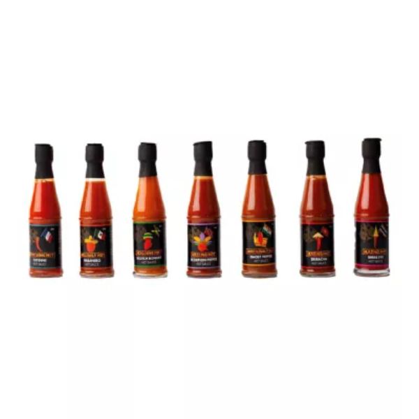 Treat Factory 7 Bottles Of Hot Sauce Packed In Window Box