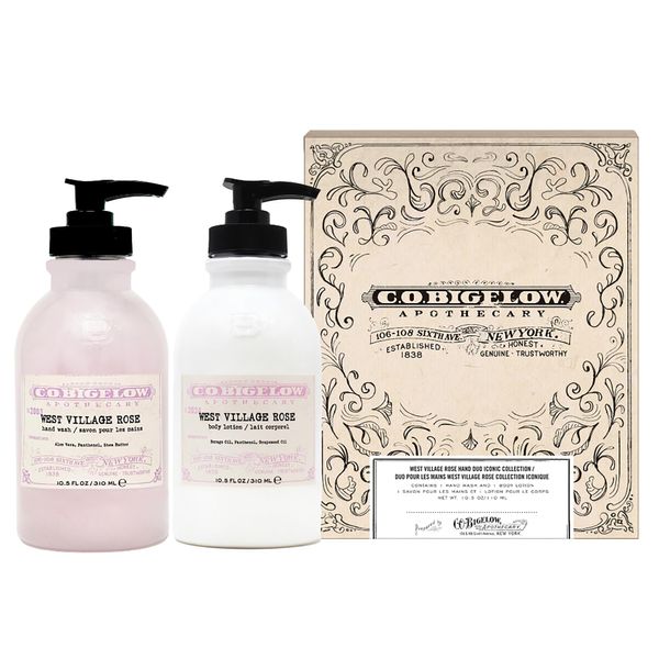 C.O. Bigelow Iconic Collection Gift Set, West Village Rose Hand Wash and Body Lotion Box Set, 10.5 fl oz Each