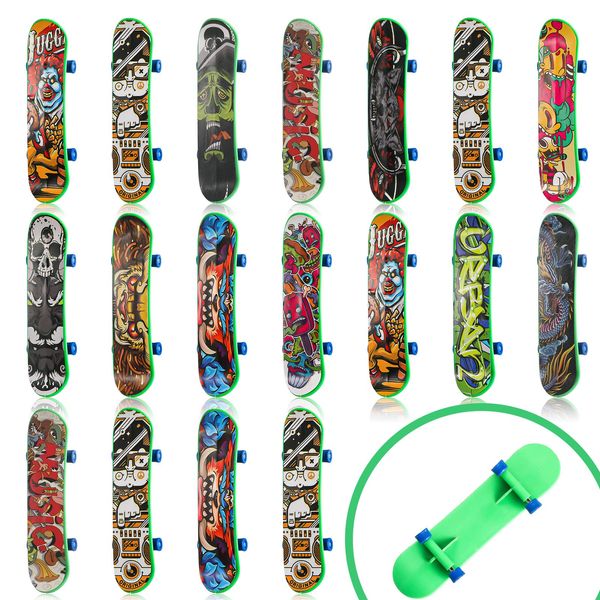 18 Pcs Mini Finger Skateboards Light up LED Finger Toys Novelty Glowing Skateboard Toys Fingerboard Decorations LED Fingertips Movement Finger Toy Skateboard Party Favors for Teens (Cool Style)