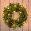 Cisolen Artificial Lavender Wreath Artificial Garland Decorative Wall Wreath Plastic Flower Wreath for Indoor Outdoor Wedding Party Garden Wall Decoration Front Door Home Wedding Decor
